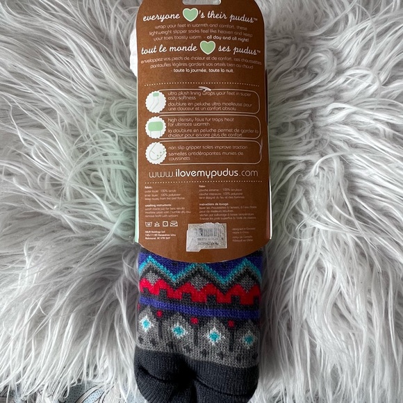 Pudus NOR-GRY-C Unisex Classic Nordic One Size Fits Most Slipper Socks Gray NWT - Picture 3 of 4